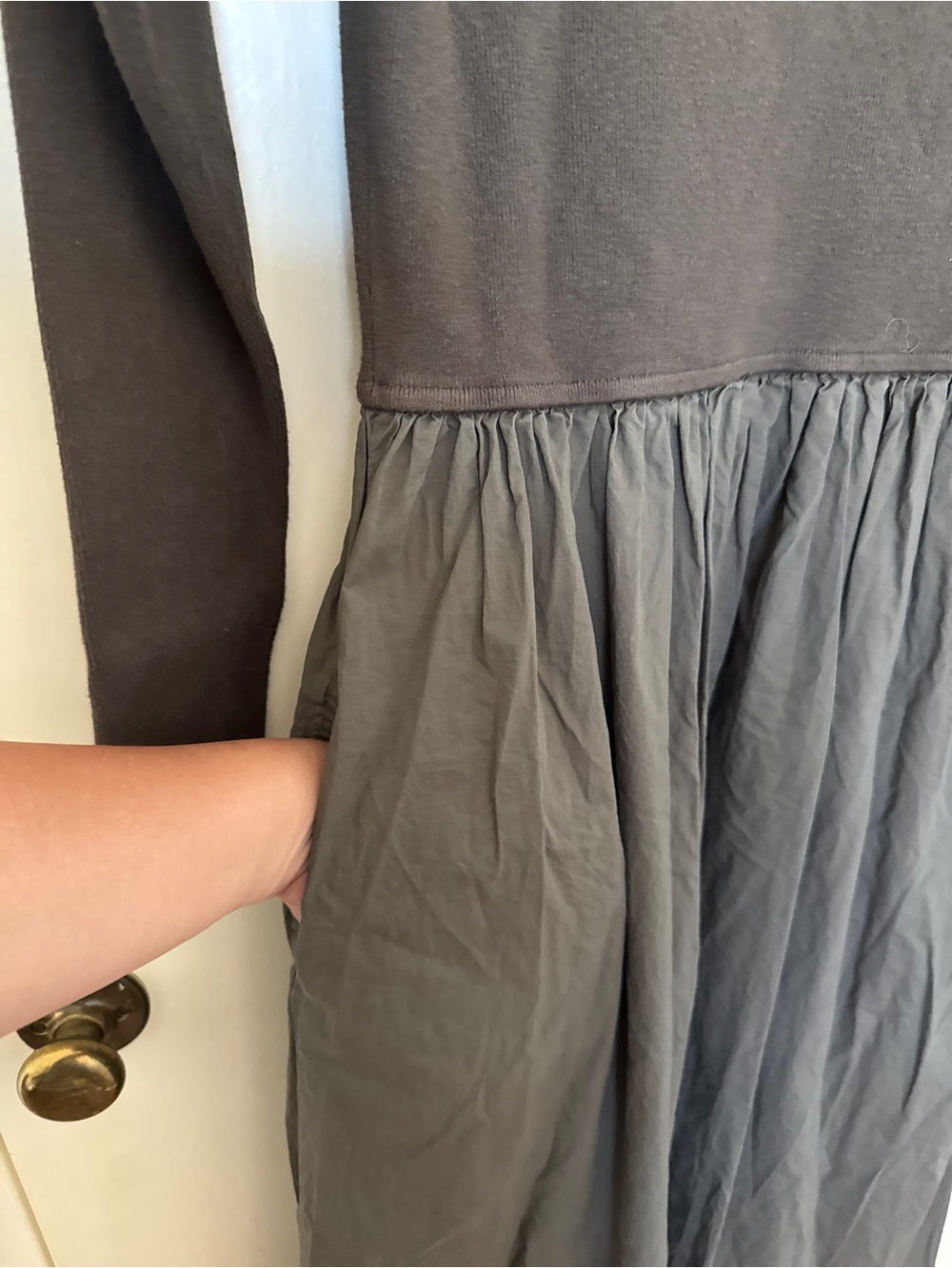 Marie Oliver Barrett mock neck multimedia dress in Olive Green Brown size L - Picture 9 of 12